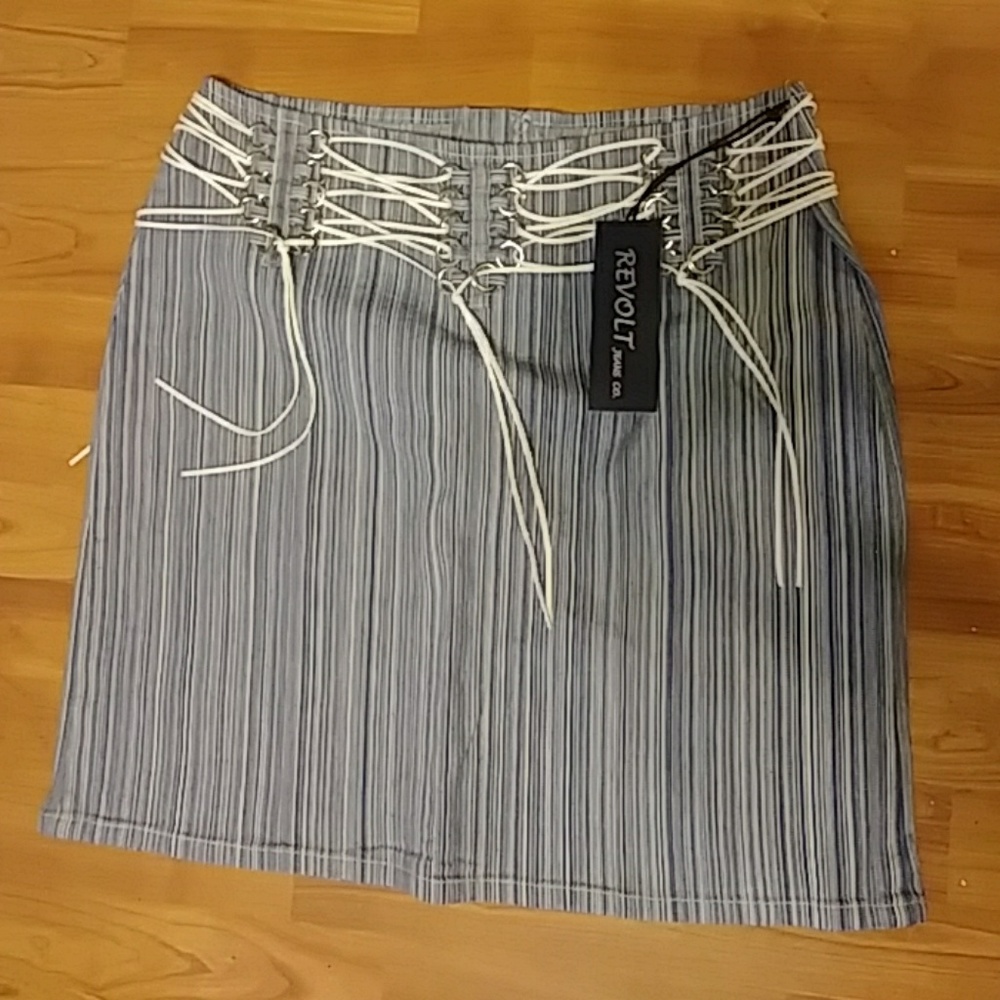 Womens Jean Skirt STRAPPY Plus size 24 LAST ONE b6 Super Cute